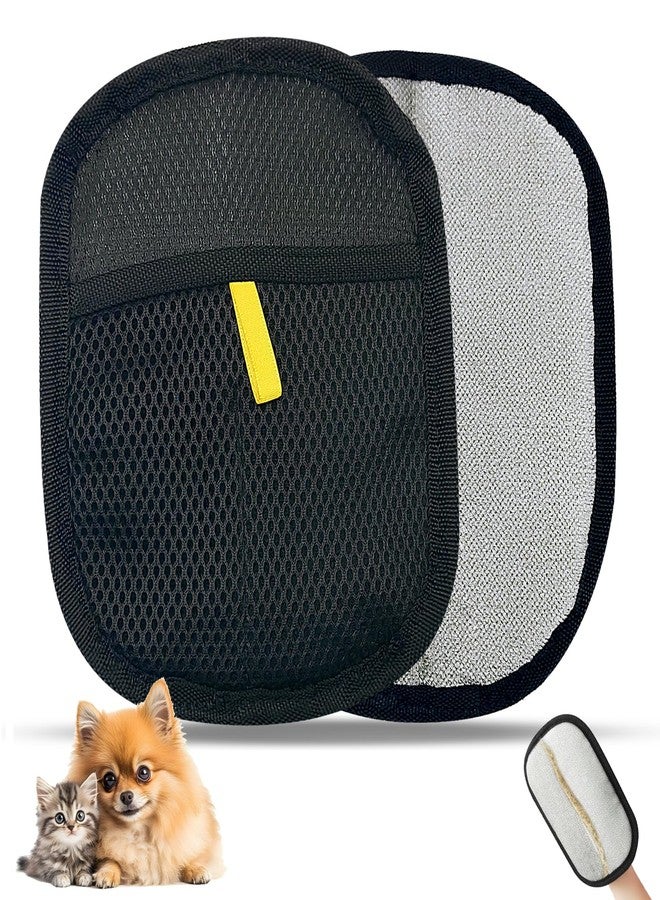 PEAKCLOUDS 2 Pcs Reusable Electrostatic Pet Hair Remover Glove & Magic Brush, Cat & Dog Hair Removal Grooming Gloves for Furniture, Couch, Carpet, Car Seat, Clothes - Image 1